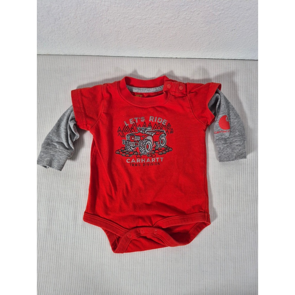 Carhartt Baby Boys Red Long Sleeve ATV Graphic Bodysuit 3M Trail Division